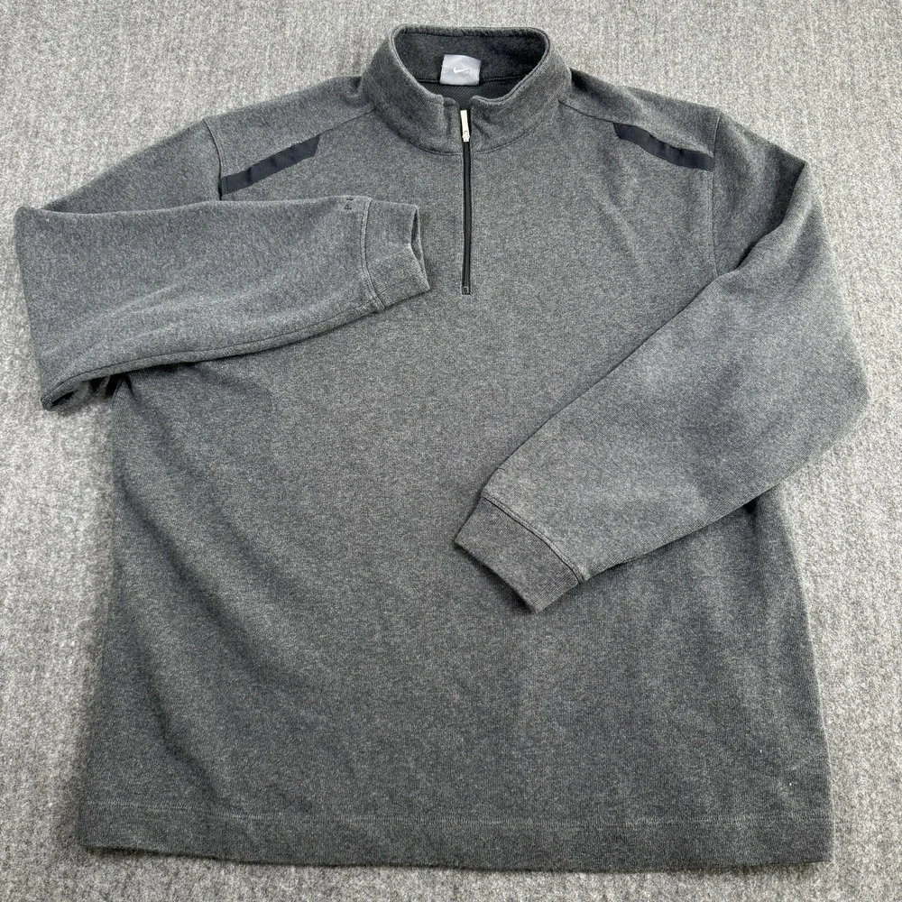 Nike Golf Men's XL Dri-FIT 1/4 Zip Pullover Gray Cotton Blend Long Sleeve